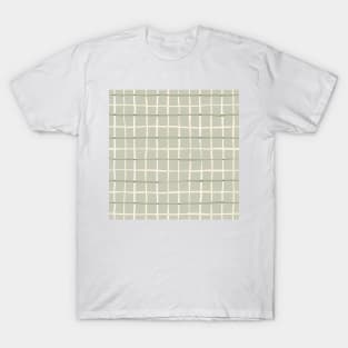 Handmade tattersall plaid, green and cream T-Shirt